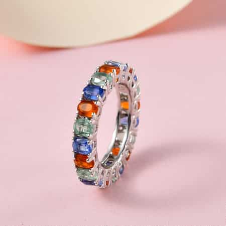 Multi Color Kyanite Eternity Band Ring in Platinum Over Sterling Silver (Size 6.0) 4.40 ctw image number 1