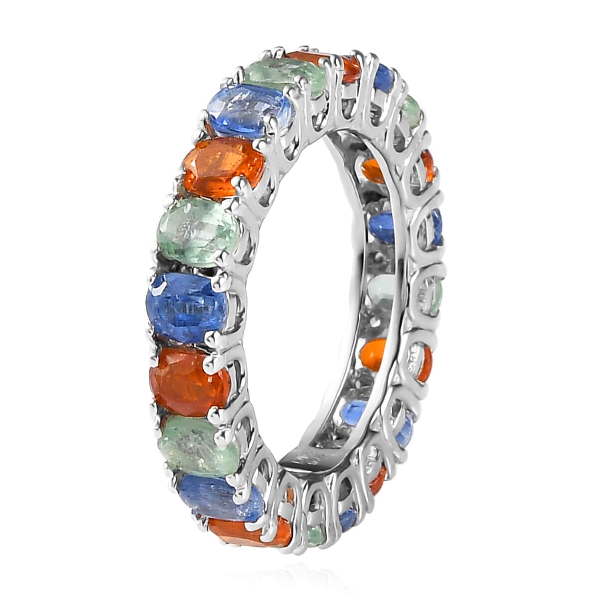 Multi Color Kyanite Eternity Band Ring in Platinum Over Sterling Silver 4.40 ctw image number 3