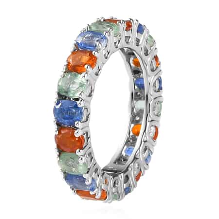 Multi Color Kyanite Eternity Band Ring in Platinum Over Sterling Silver (Size 6.0) 4.40 ctw image number 3
