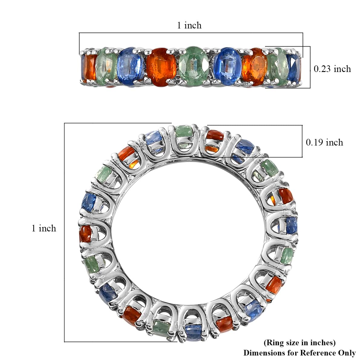 Multi Color Kyanite Eternity Band Ring in Platinum Over Sterling Silver (Size 6.0) 4.40 ctw image number 5