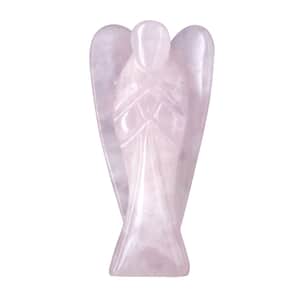 Hand Carved Rose Quartz Gemstone Angel - Pink