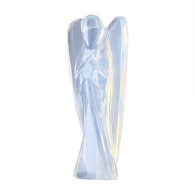 Hand Carved Opalite Gemstone Angel - Luminous Blue
