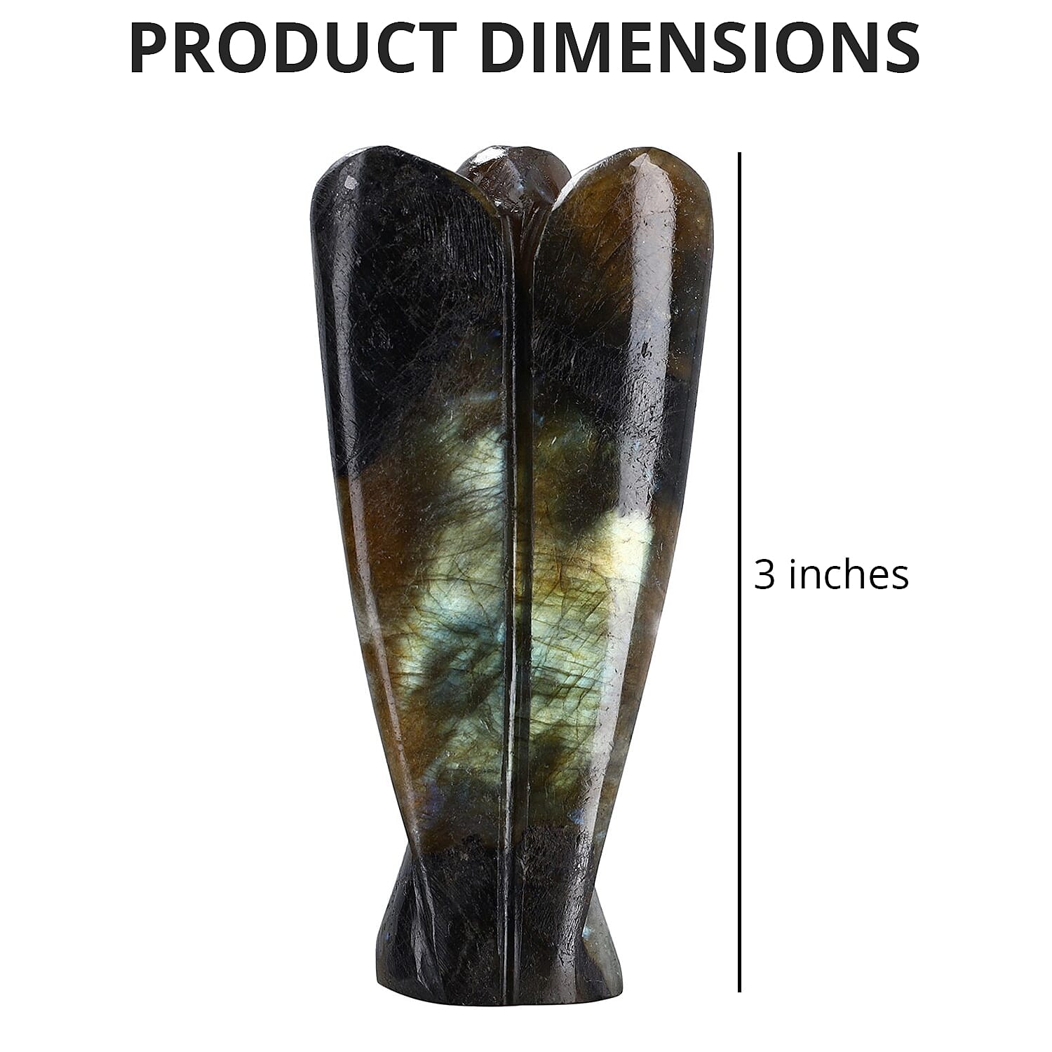 Hand Carved Labradorite Gemstone Angel - Brilliant Blue