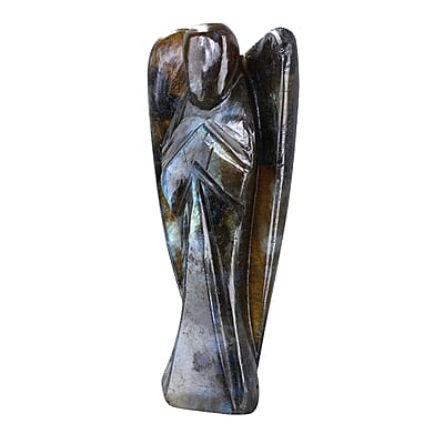 Hand Carved Labradorite Gemstone Angel - Brilliant Blue