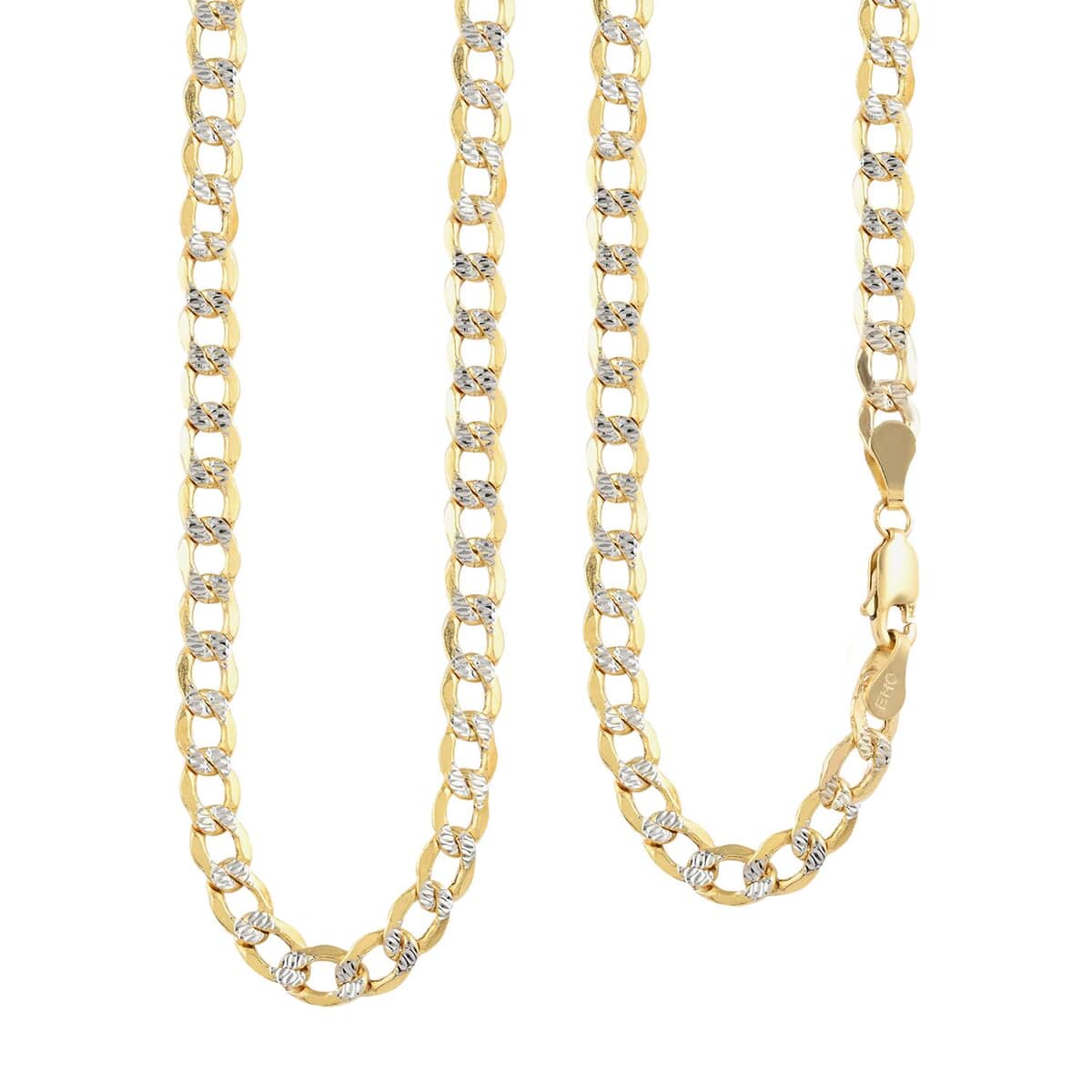 14K Yellow and White Gold 5mm Pave Cuban Chain Necklace 24 Inches 11.40 Grams image number 0