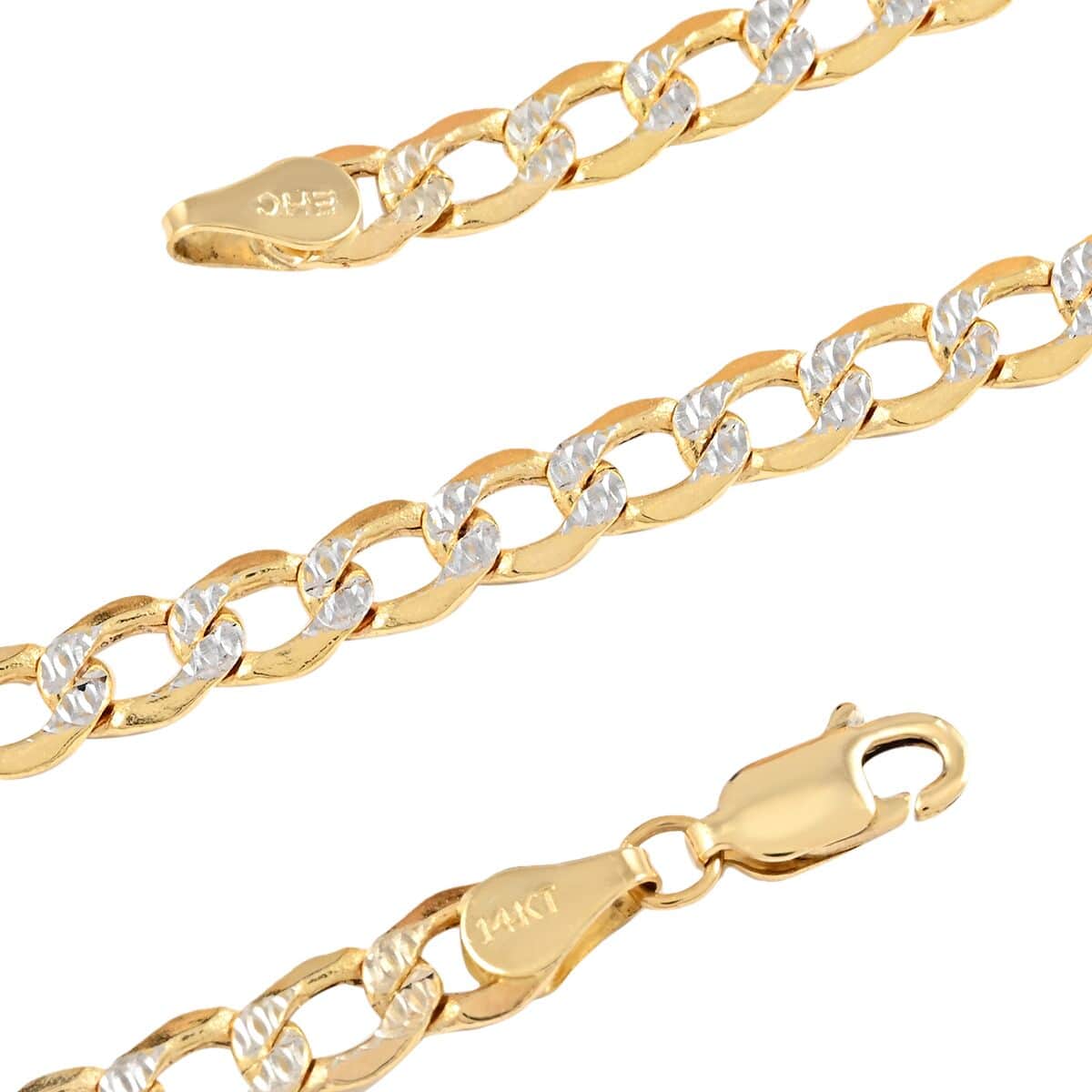 14K Yellow and White Gold 5mm Pave Cuban Chain Necklace 24 Inches 11.40 Grams image number 2