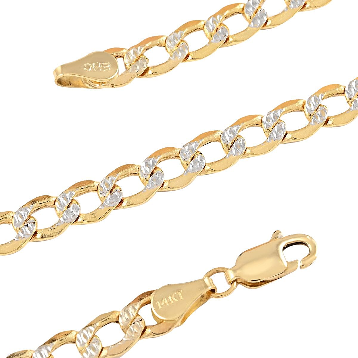 14K Yellow and White Gold 5mm Pave Cuban Chain Necklace 26 Inches 12.50 Grams image number 2