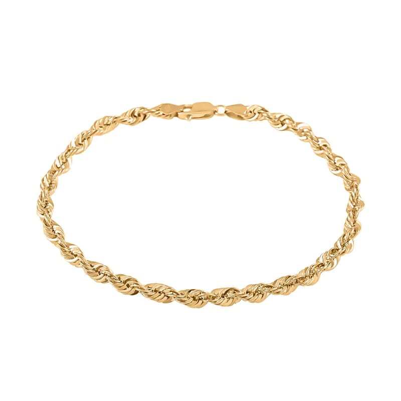 10K Yellow Gold Rope Chain Bracelet, Gold Chain Bracelet, Gold Bracelet (8.00 In)