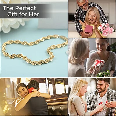 10K Yellow Gold Rope Chain Bracelet, Gold Chain Bracelet, Gold Bracelet (8.00 In)
