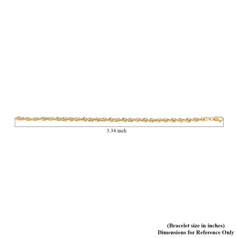 10K Yellow Gold Rope Chain Bracelet, Gold Chain Bracelet, Gold Bracelet (8.00 In)