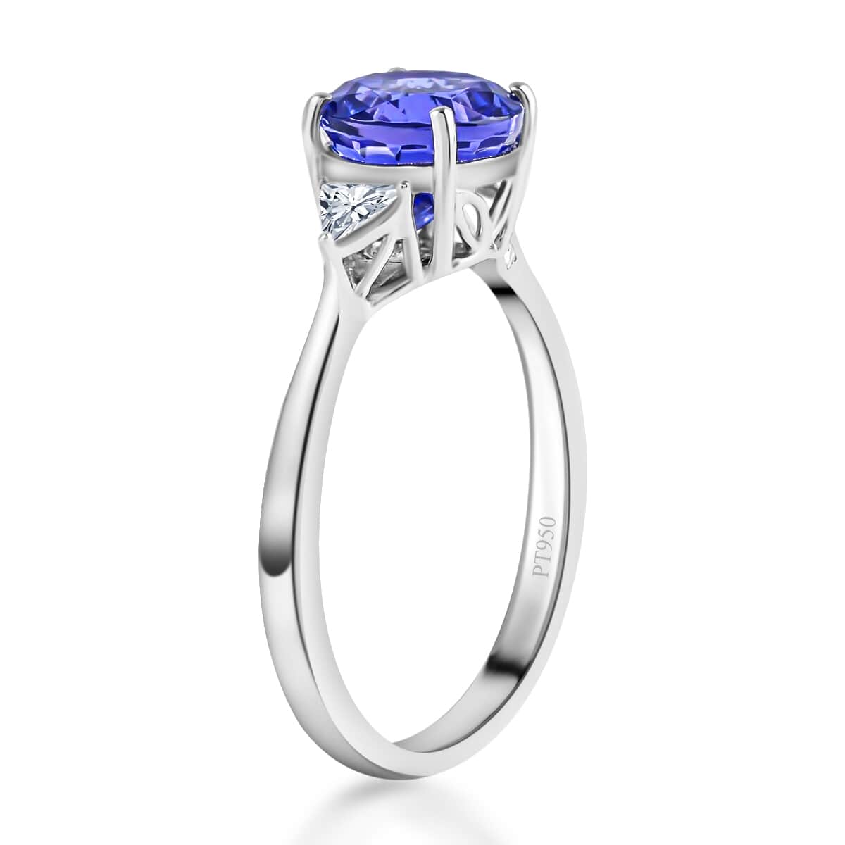 Certified  RHAPSODY 950 Platinum AAAA Tanzanite and E-F VS Diamond Ring (Size 6.0) 3.84 Grams 2.10 ctw image number 3