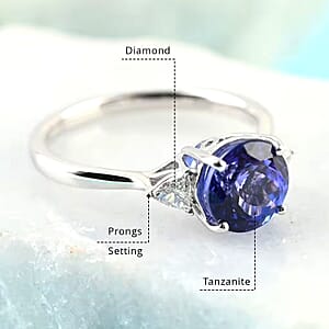 Rhapsody 950 Platinum AAAA Tanzanite Ring , E-F VS Diamond Accent Ring , Certified & Appraised Tanzanite Ring , Trilogy Ring , 950 Platinum Ring , Trilogy Engagement Ring 2.10 ctw