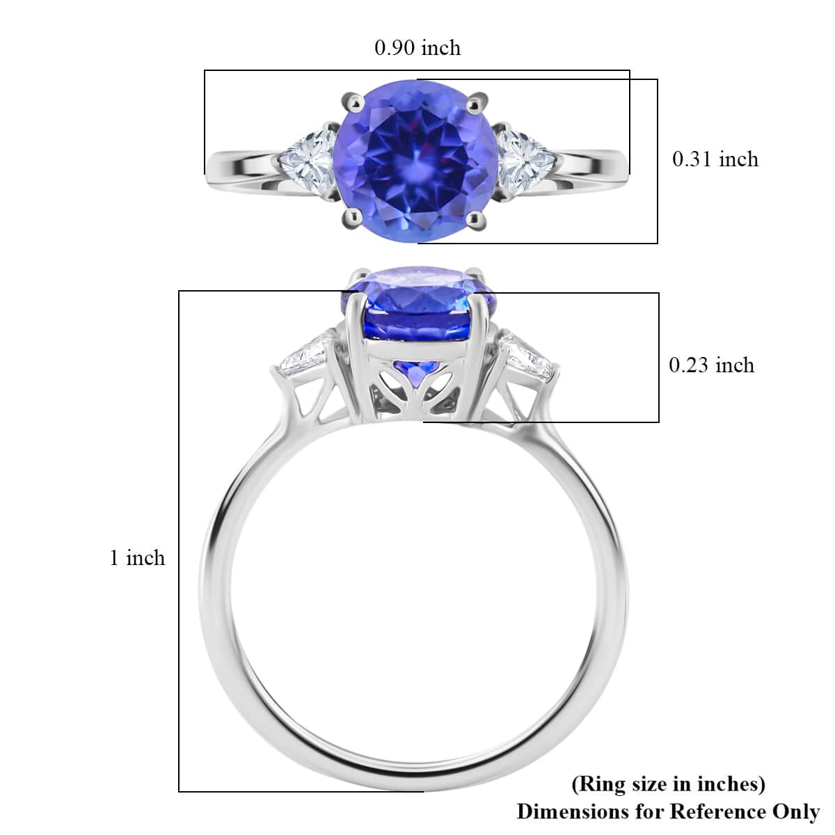 Certified  RHAPSODY 950 Platinum AAAA Tanzanite and E-F VS Diamond Ring (Size 6.0) 3.84 Grams 2.10 ctw image number 5