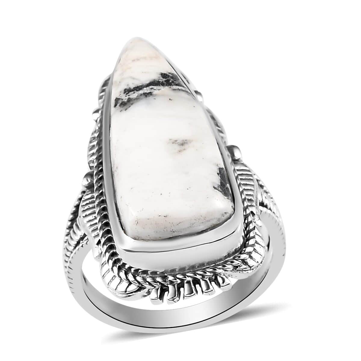 American Natural White Buffalo Ring in Sterling Silver 11.00 ctw image number 0