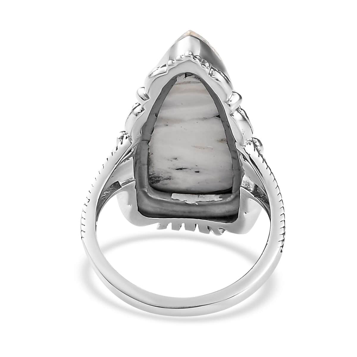 American Natural White Buffalo Ring in Sterling Silver (Size 10.0) 11.00 ctw image number 4