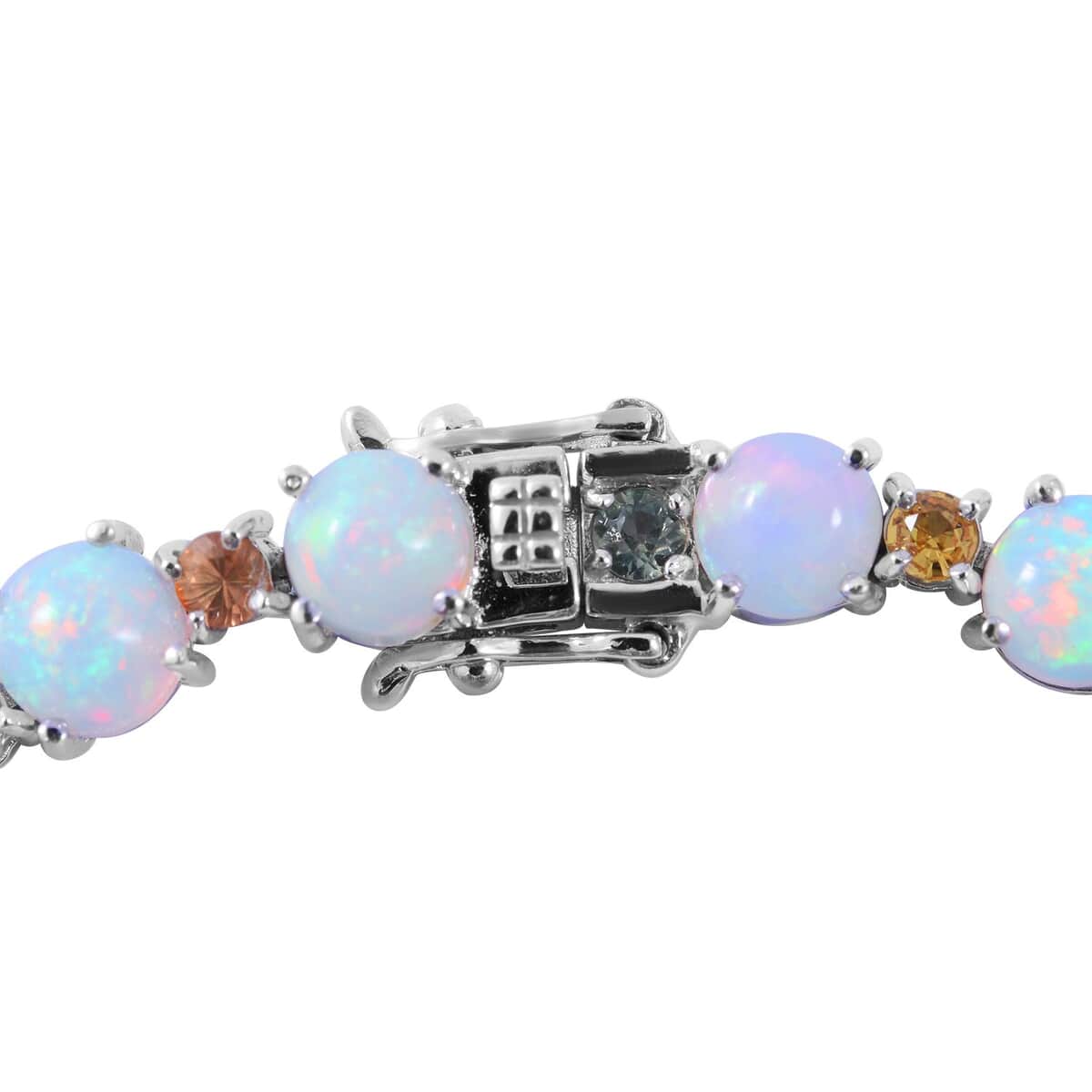 Premium Ethiopian Welo Opal and Multi Sapphire Bracelet in Platinum Over Sterling Silver (6.50 In) 11.90 ctw image number 2