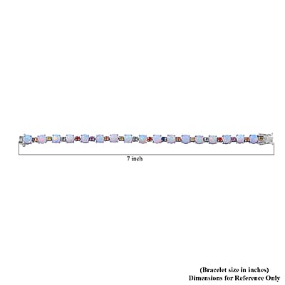 Premium Ethiopian Welo Opal and Multi Sapphire Bracelet in Platinum Over Sterling Silver (6.50 In) 11.90 ctw