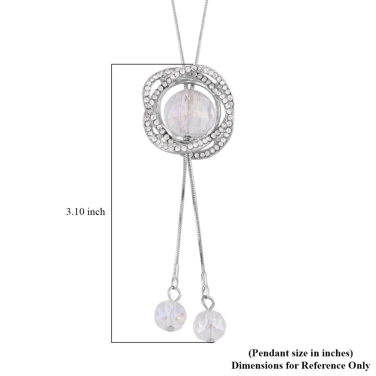 Austrian Crystal and White Aurora Borealis Glass Necklace in Silvertone 18-36 Inches image number 4