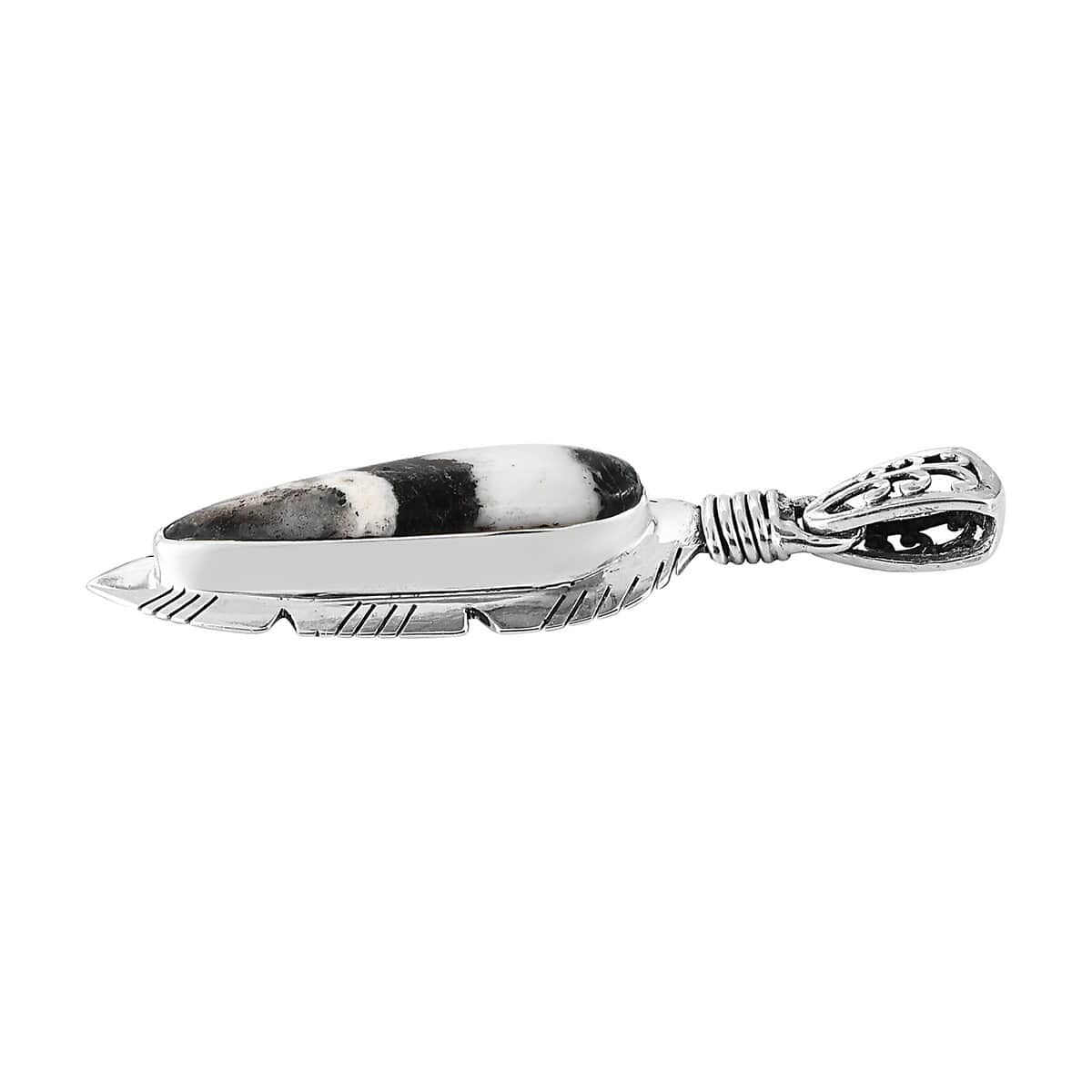 White Buffalo Feather Pendant in Sterling Silver 8.66 ctw image number 3