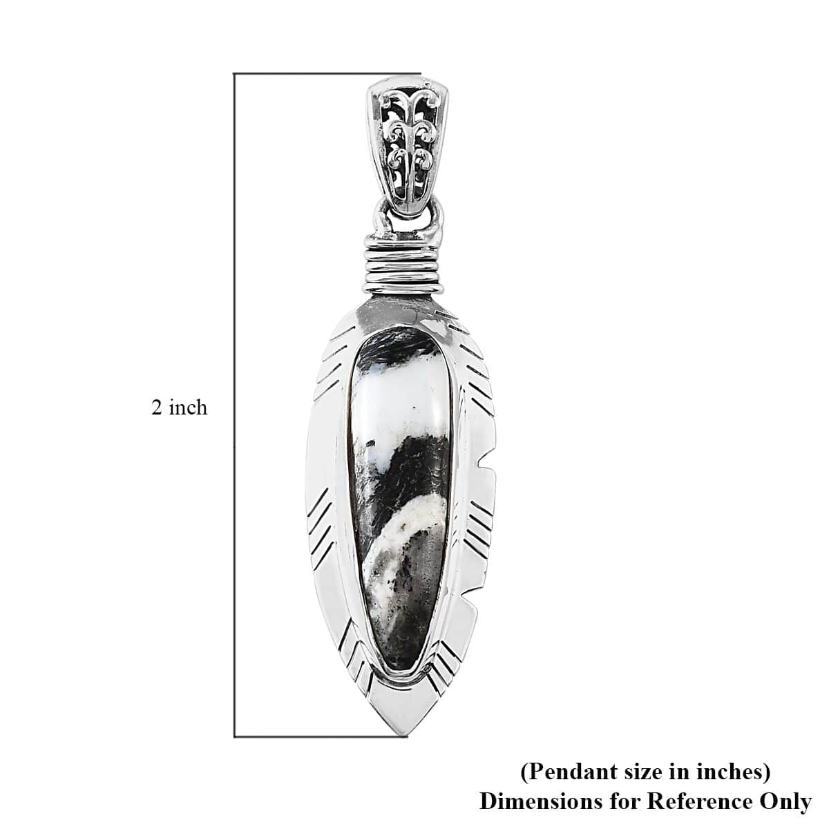 White Buffalo Feather Pendant in Sterling Silver 8.66 ctw image number 5