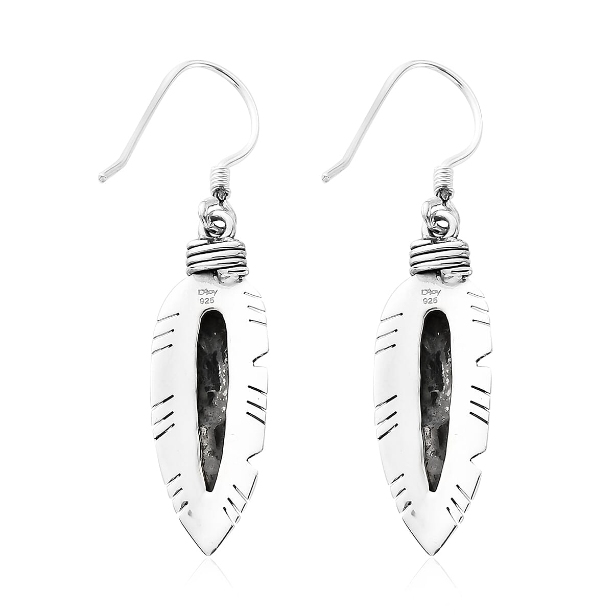 White Buffalo Feather Earrings in Sterling Silver 8.60 ctw image number 3