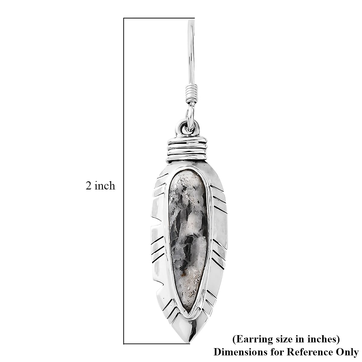White Buffalo Feather Earrings in Sterling Silver 8.60 ctw image number 4