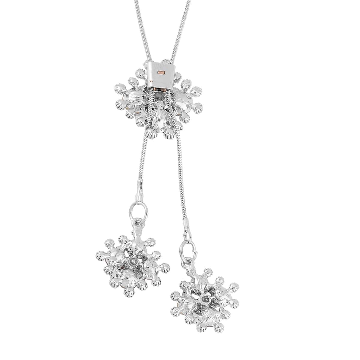 Gray Austrian Crystal Lariat Pendant Necklace in Silvertone 18-36 Inches image number 3