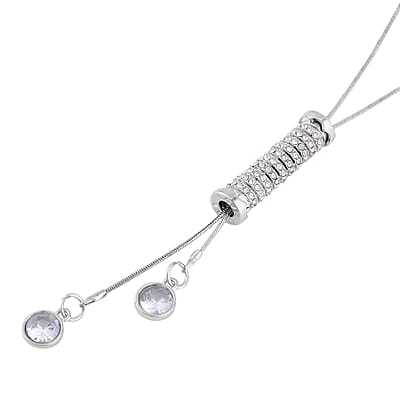 Austrian Crystal Lariat Pendant Necklace 18-36 Inches in Silvertone