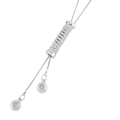 Austrian Crystal Lariat Pendant Necklace 18-36 Inches in Silvertone