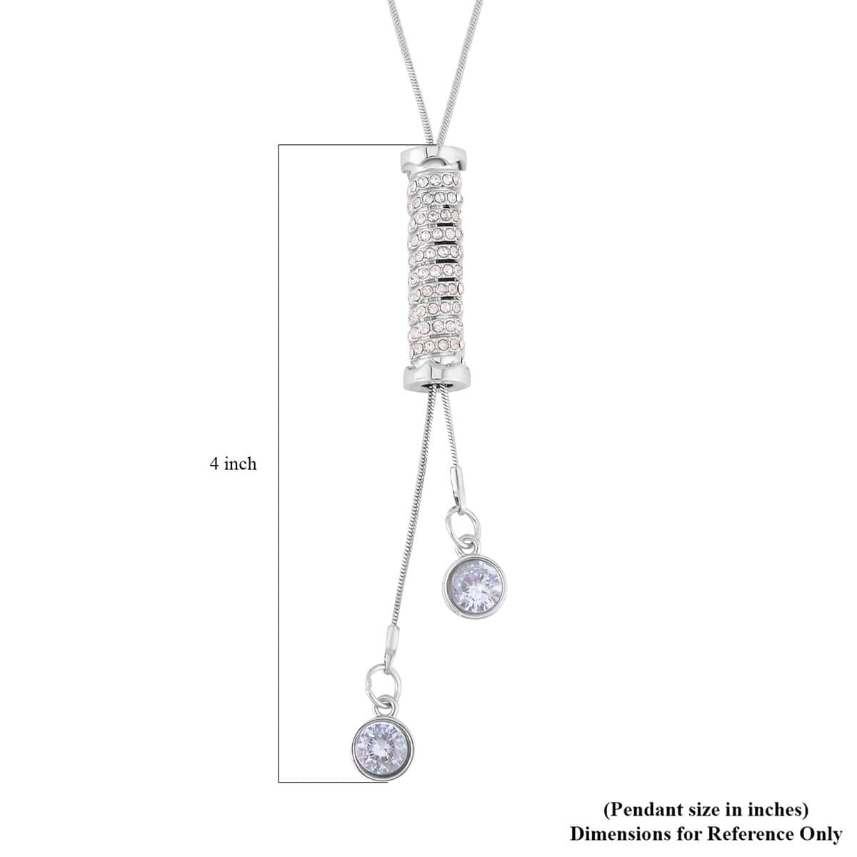 Austrian Crystal Lariat Pendant Necklace 18-36 Inches in Silvertone image number 4