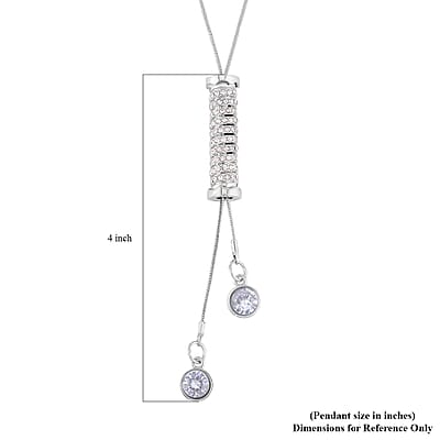 Austrian Crystal Lariat Pendant Necklace 18-36 Inches in Silvertone
