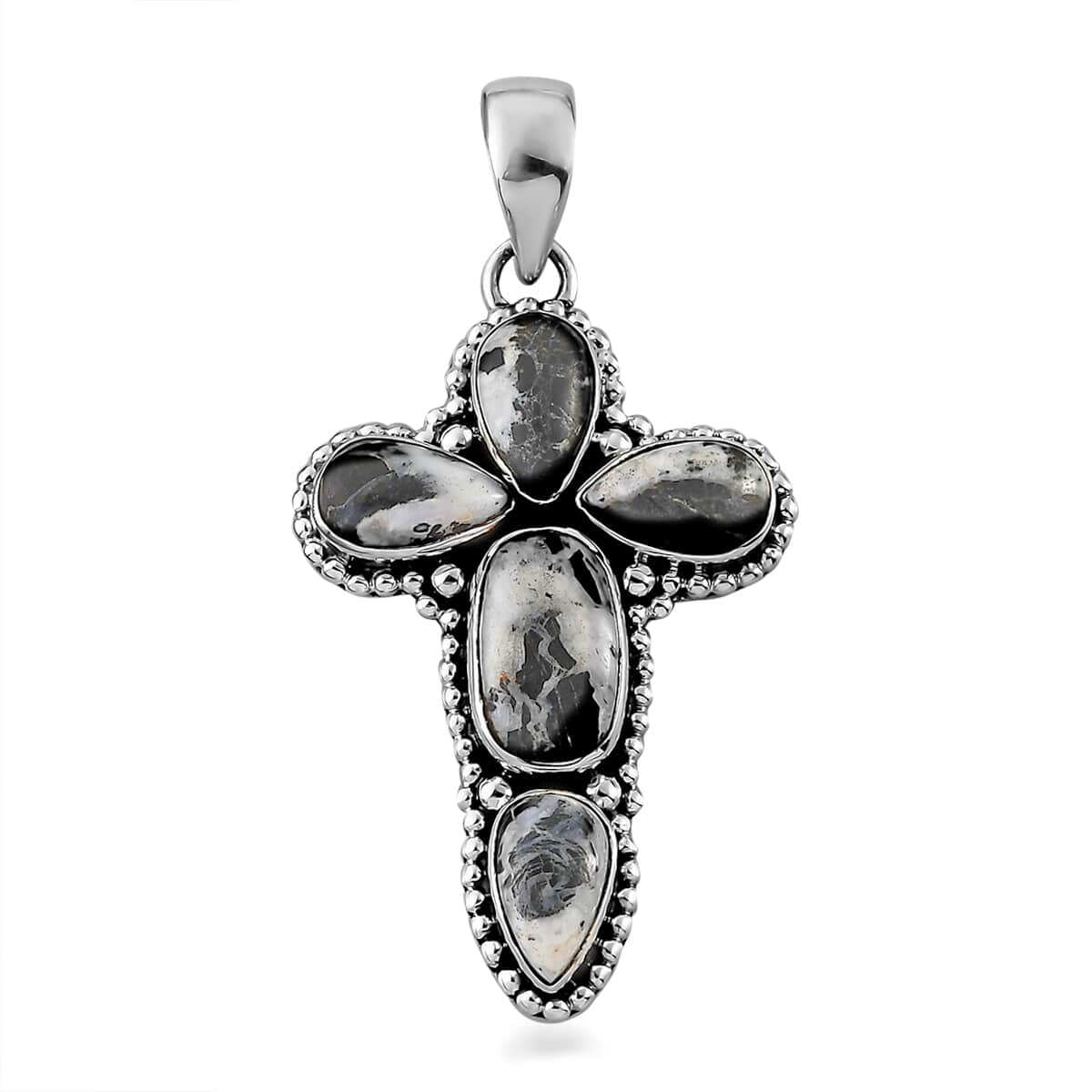White Buffalo Cross Pendant in Sterling Silver 10.50 ctw image number 0