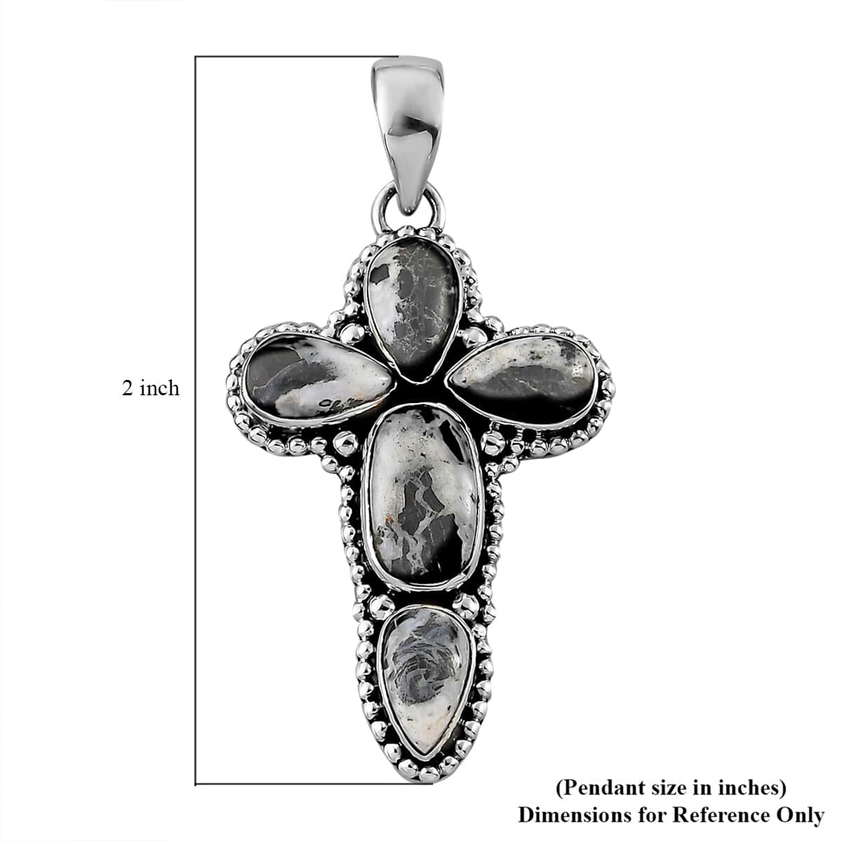 White Buffalo Cross Pendant in Sterling Silver 10.50 ctw image number 5