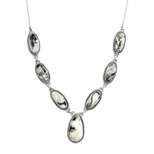 White Buffalo Necklace 18 Inches in Sterling Silver 33.75 ctw