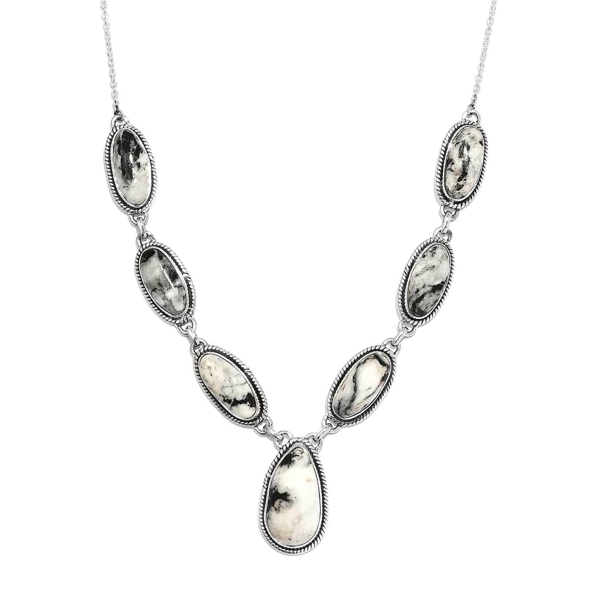 White Buffalo Necklace 18 Inches in Sterling Silver 33.75 ctw image number 0