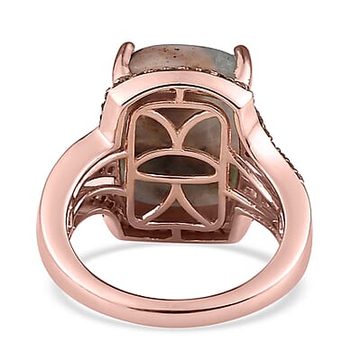 Premium Zimbaprase, Natural Champagne and White Diamond Ring in Vermeil Rose Gold Over Sterling Silver (Size 10.0) 12.35 ctw
