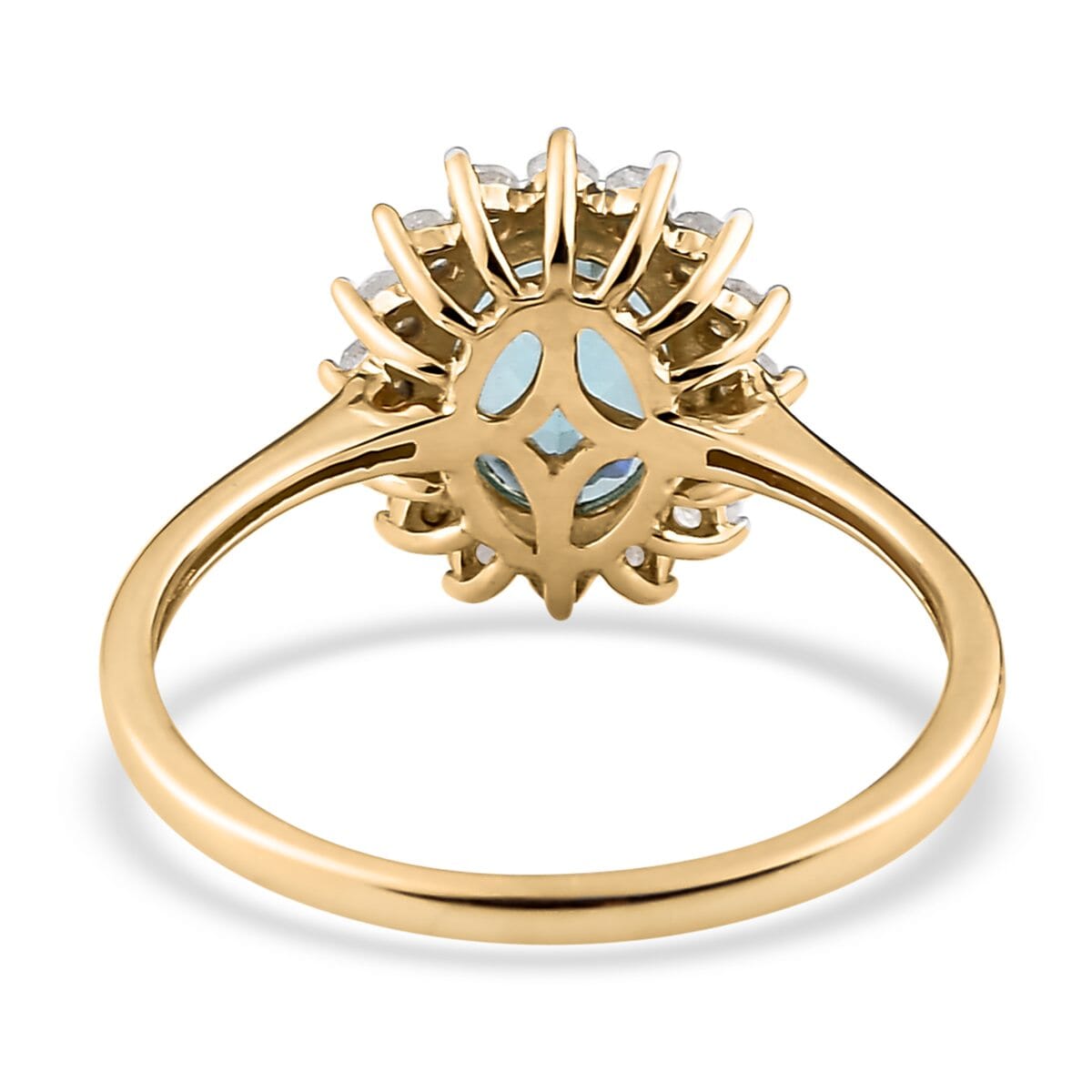LUXORO 10K Yellow Gold AAA Madagascar Paraiba Apatite and Diamond Ring 1.35 ctw image number 4