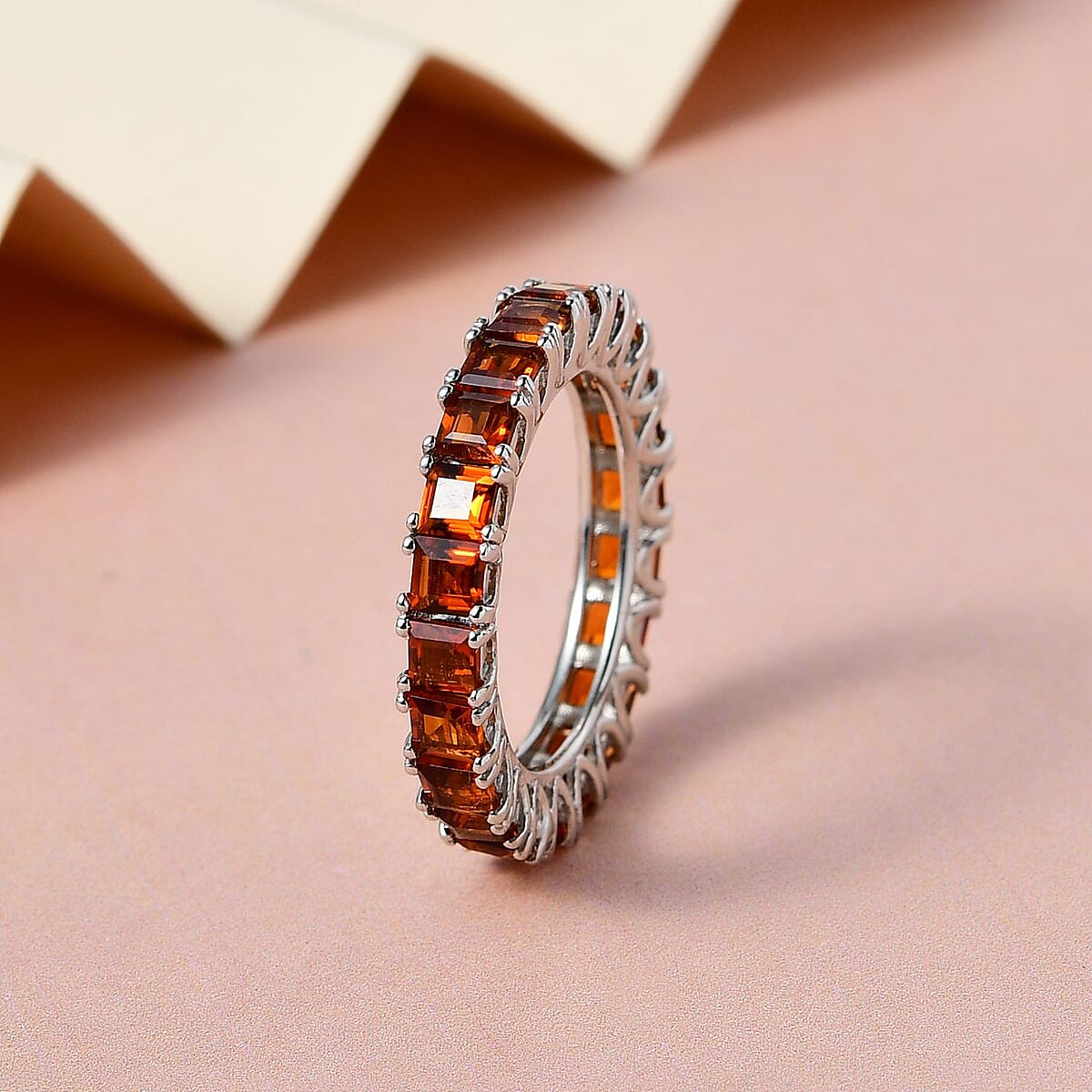 Santa Ana Madeira Citrine Eternity Band Ring in Platinum Over Sterling Silver (Size 9.0) 3.25 ctw image number 1