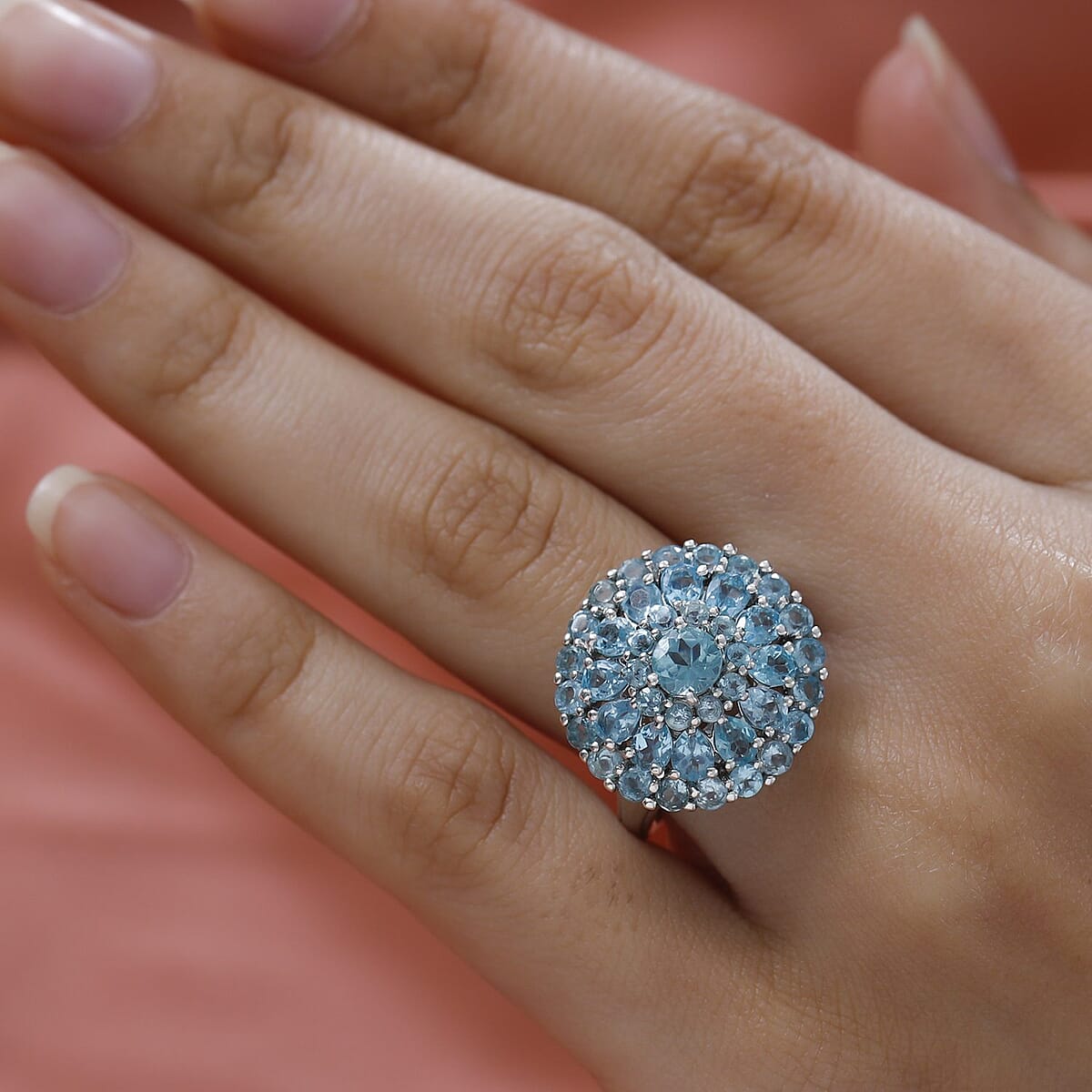 Madagascar Paraiba Apatite Ring in Platinum Over Sterling Silver (Size 8.0) 4.75 ctw image number 2