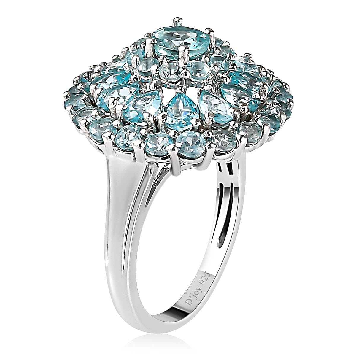 Madagascar Paraiba Apatite Ring in Platinum Over Sterling Silver (Size 8.0) 4.75 ctw image number 3