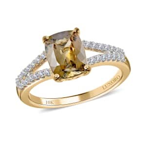 Luxoro 10K Yellow Gold Premium Golden Tanzanite and G-H I3 Diamond Ring (Size 10.0) 2.10 ctw