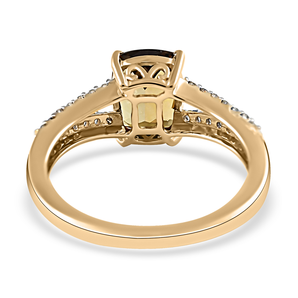 Luxoro 10K Yellow Gold Premium Golden Tanzanite and G-H I3 Diamond Ring (Size 7.0) 2.10 ctw image number 4