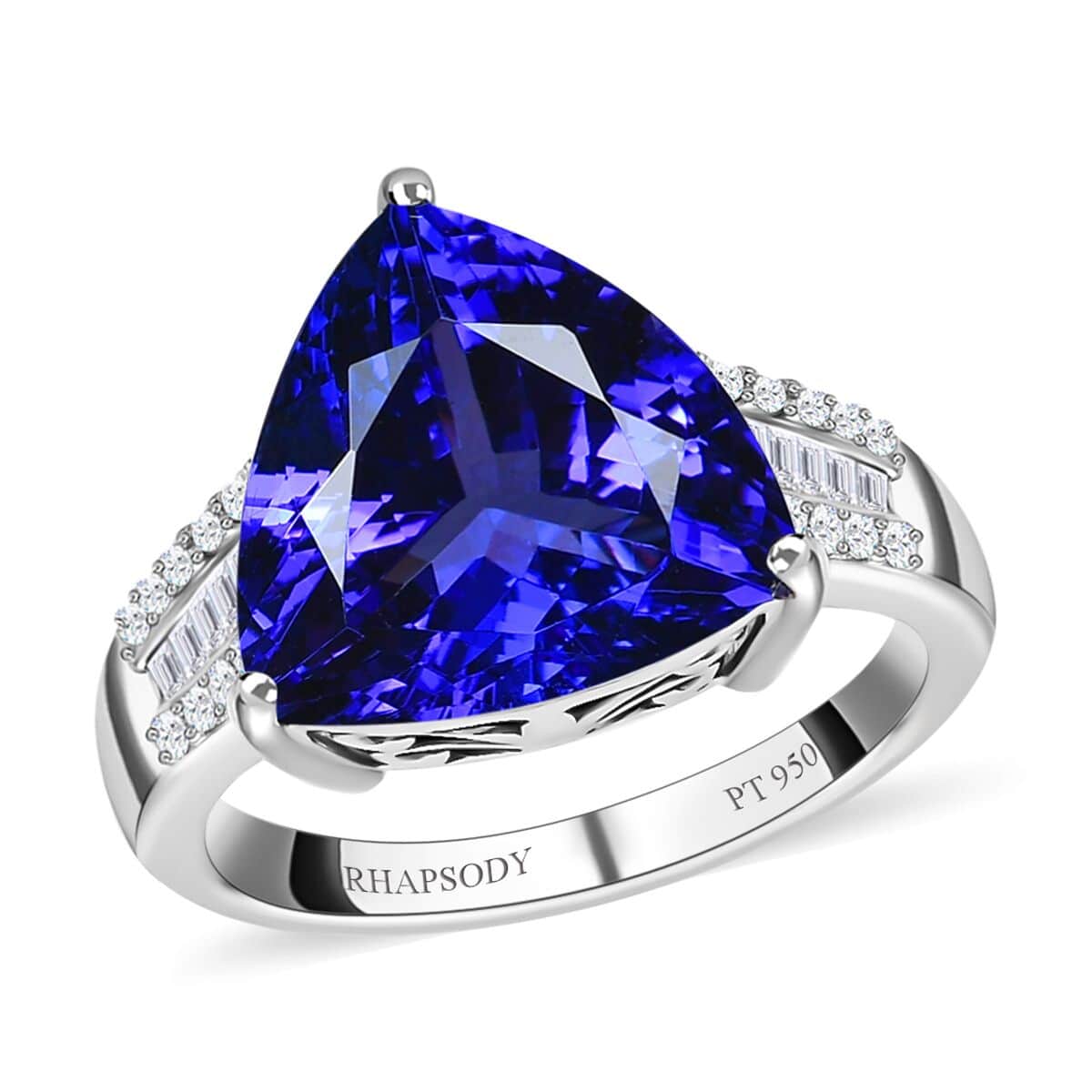 Rhapsody 950 Platinum AAAA Tanzanite and E-F VS2 Diamond Ring (Size 7.0) 8.10 Grams 7.75 ctw image number 0