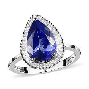 Rhapsody AAAA Tanzanite and E-F VS2 Diamond 3.50 ctw Ring in 950 Platinum (Size 8.0) 6.60 Grams