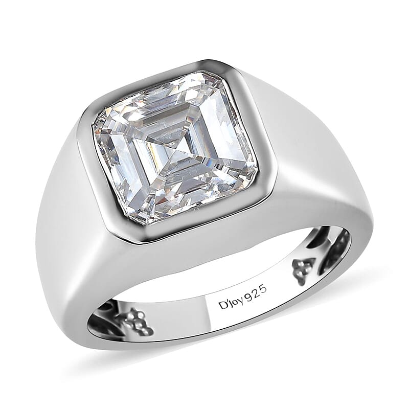 Moissanite 5.40 ctw Men's Ring in Platinum Over Sterling Silver (Size  10.0)