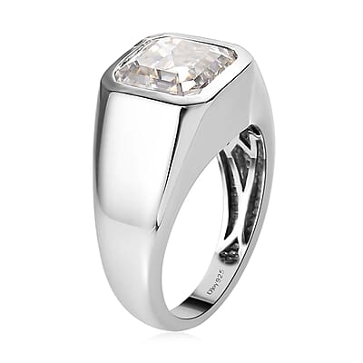 Moissanite 5.40 ctw Men's Ring in Platinum Over Sterling Silver (Size  10.0)