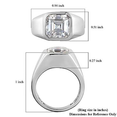 Moissanite 5.40 ctw Men's Ring in Platinum Over Sterling Silver (Size  10.0)