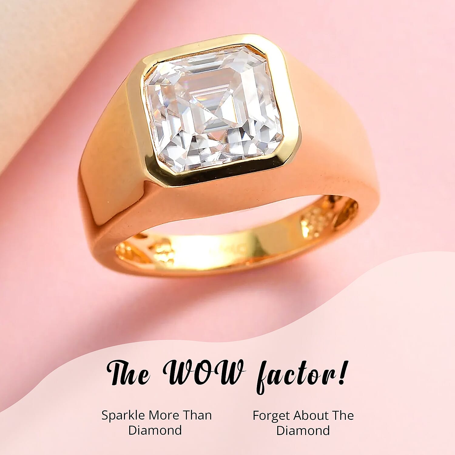 Buy Moissanite 5.40 ctw Men's Ring, Moissanite Ring, Vermeil