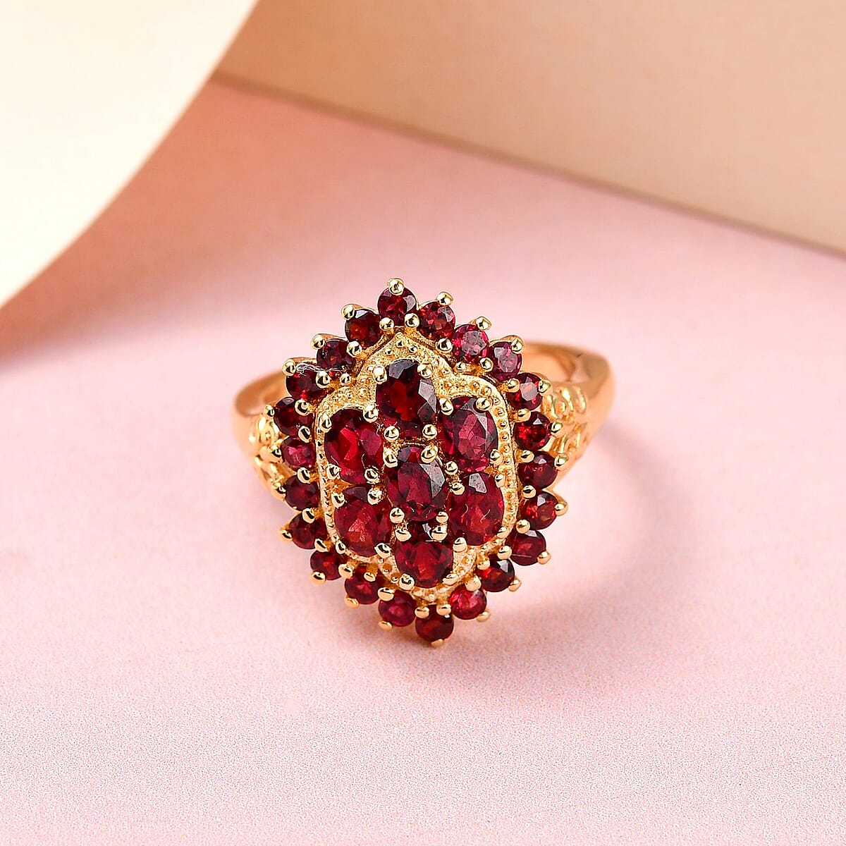 Anthill Garnet Ring in Vermeil Yellow Gold Over Sterling Silver (Size 7.0) 2.50 ctw image number 1