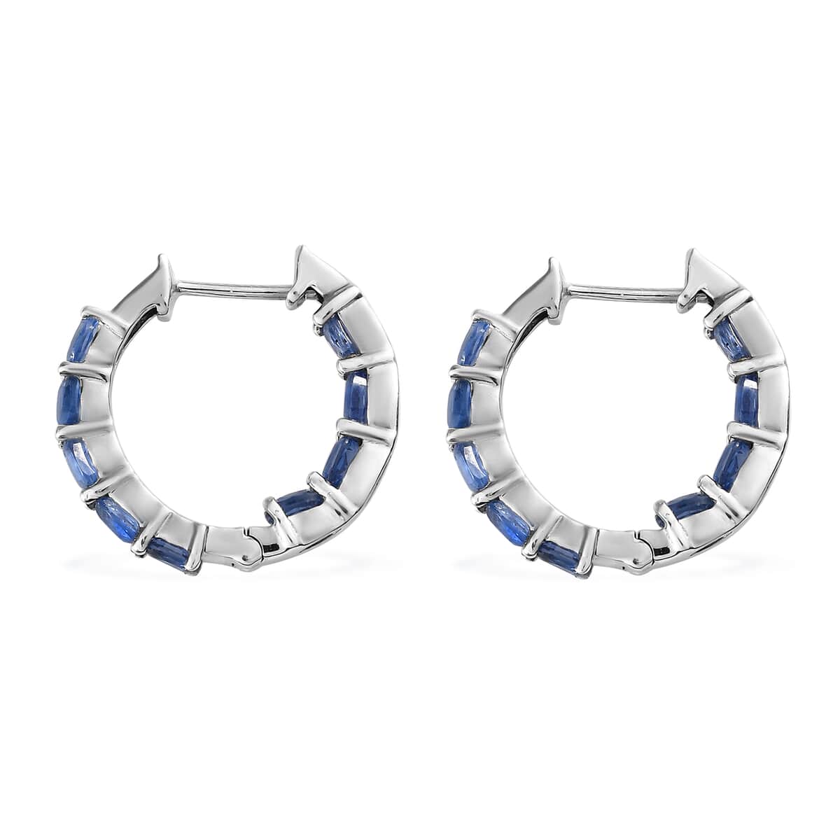Kashmir Kyanite Hoop Earrings in Platinum Over Sterling Silver 3.60 ctw image number 3